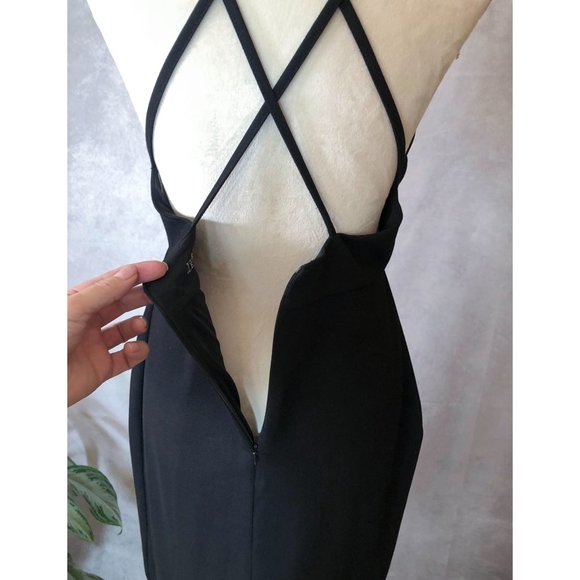 HARPER + LEMON Halter Dress Sleeveless Bodycon Midi Black Size L NWT - Picture 6 of 11